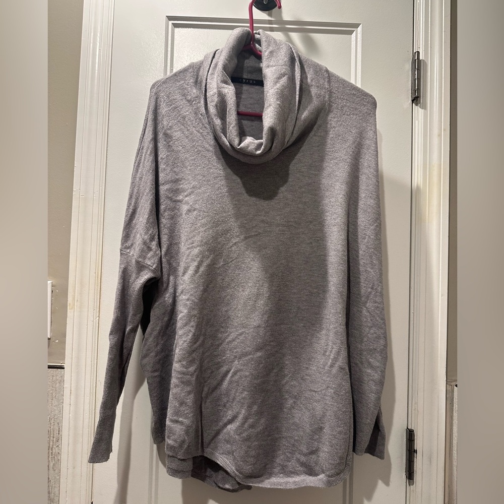 Cyrus Light Gray Cowl Neck Sweater